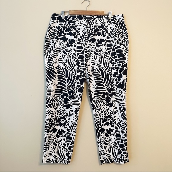 Talbots Hampshire Black White Print Pants - Size 16 - Picture 1 of 13